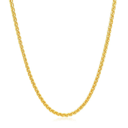 2.1mm 14k Yellow Gold Round Wheat Chain Bids.com