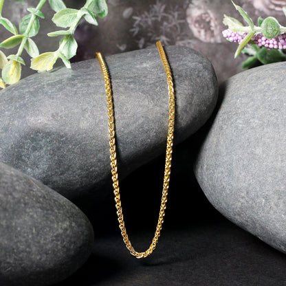 2.1mm 14k Yellow Gold Round Wheat Chain Bids.com