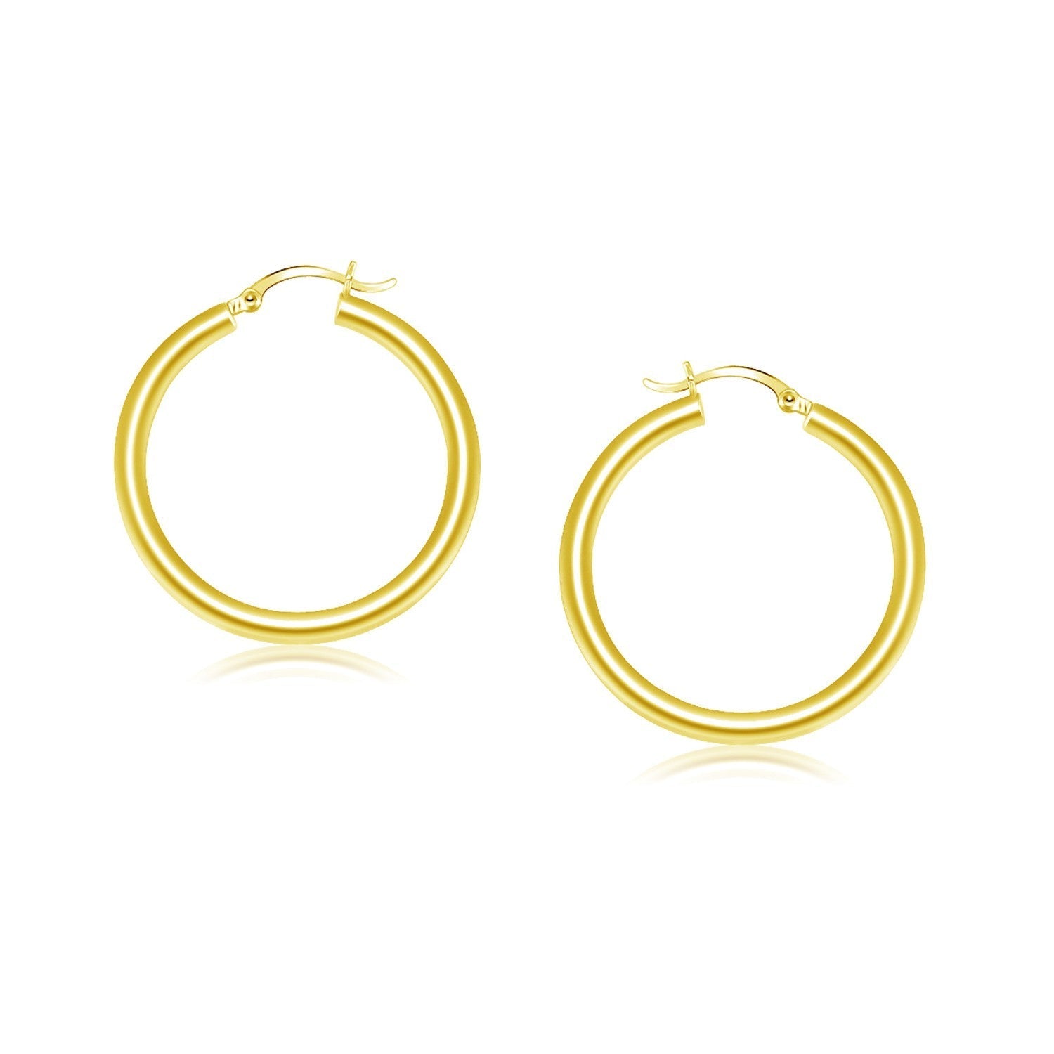 14k Yellow Gold Polished Hoop Earrings (25 mm) Bids.com