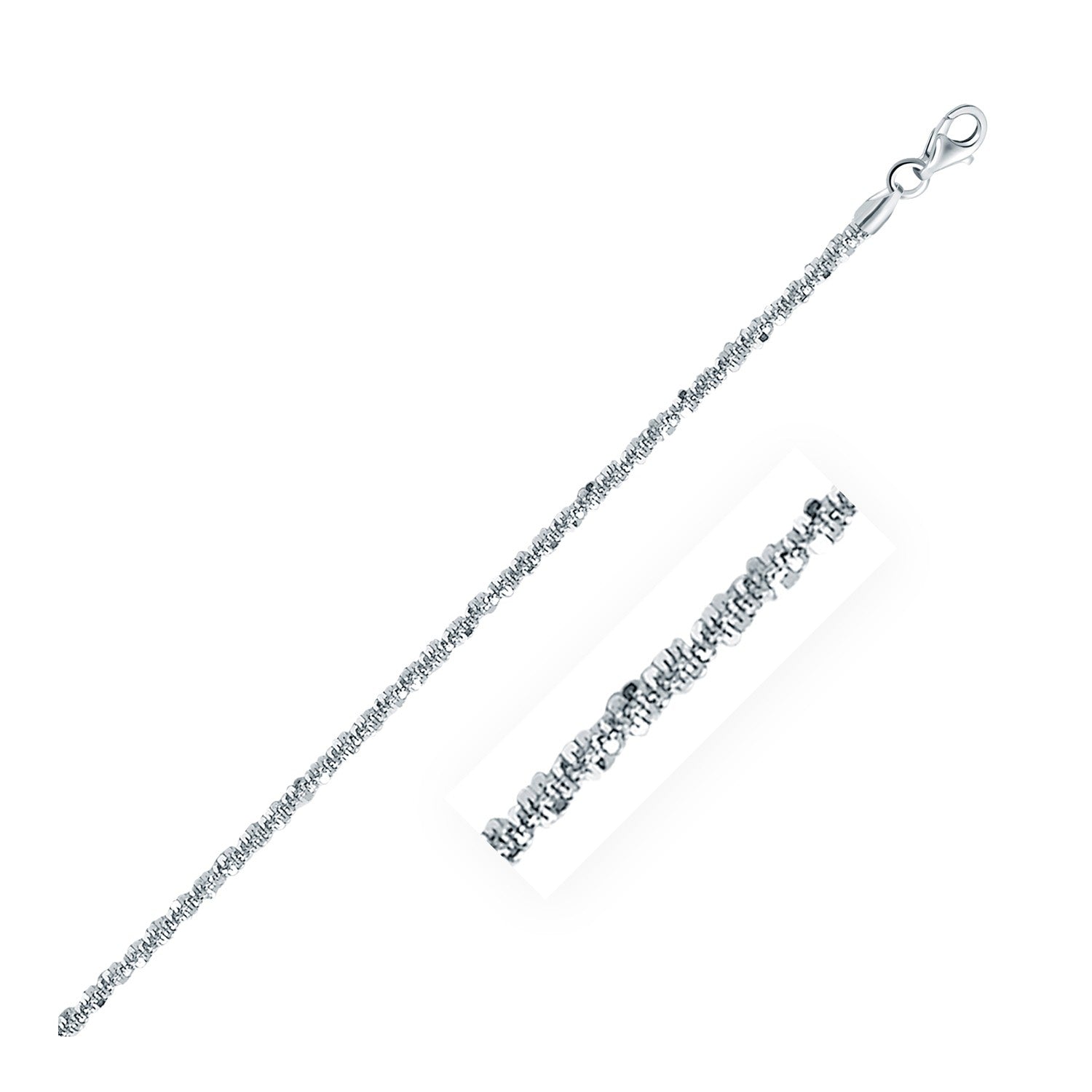 Rhodium Plated 2.2mm Sterling Silver Sparkle Style Chain Bids.com