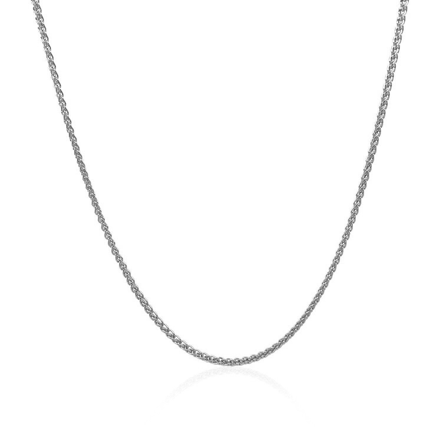 14k White Gold Diamond Cut Round Wheat Chain 1.2mm Bids.com