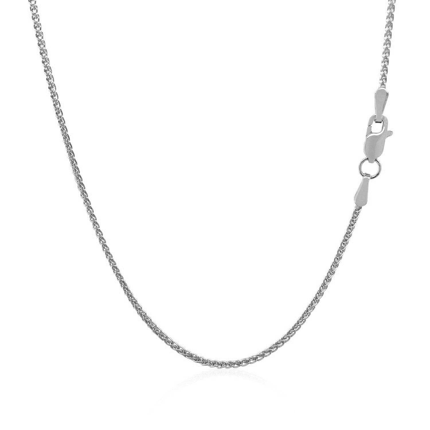 14k White Gold Diamond Cut Round Wheat Chain 1.2mm Bids.com