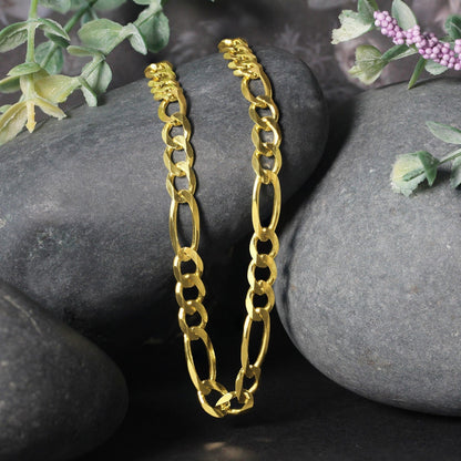 10K Yellow Gold Solid Figaro Chain (5.30 mm) Bids.com