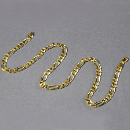 10K Yellow Gold Solid Figaro Chain (5.30 mm) Bids.com