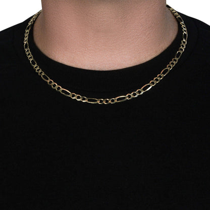 10K Yellow Gold Solid Figaro Chain (5.30 mm) Bids.com