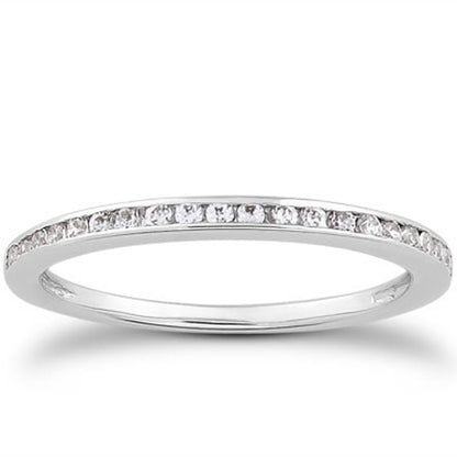 14k White Gold Slim Profile Diamond Channel Set Wedding Ring Band Bids.com