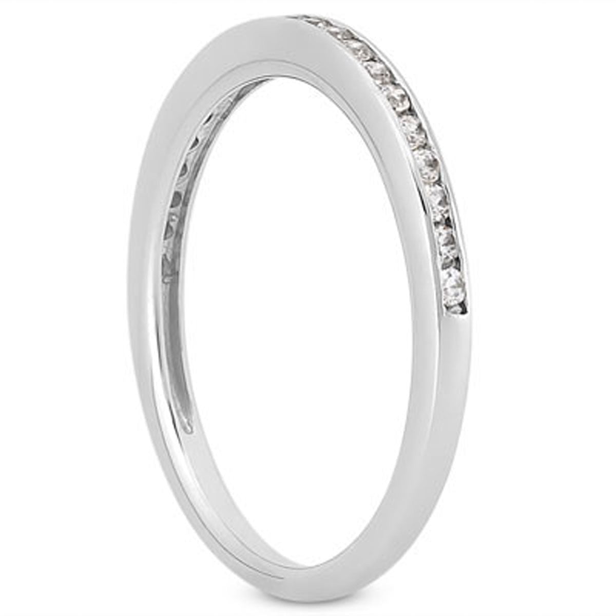 14k White Gold Slim Profile Diamond Channel Set Wedding Ring Band Bids.com