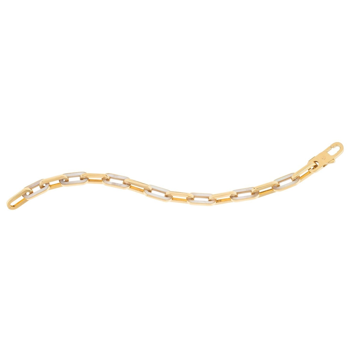 14k Yellow Gold MOP Paperclip Gem Link Bracelet (7.00 mm) Bids.com