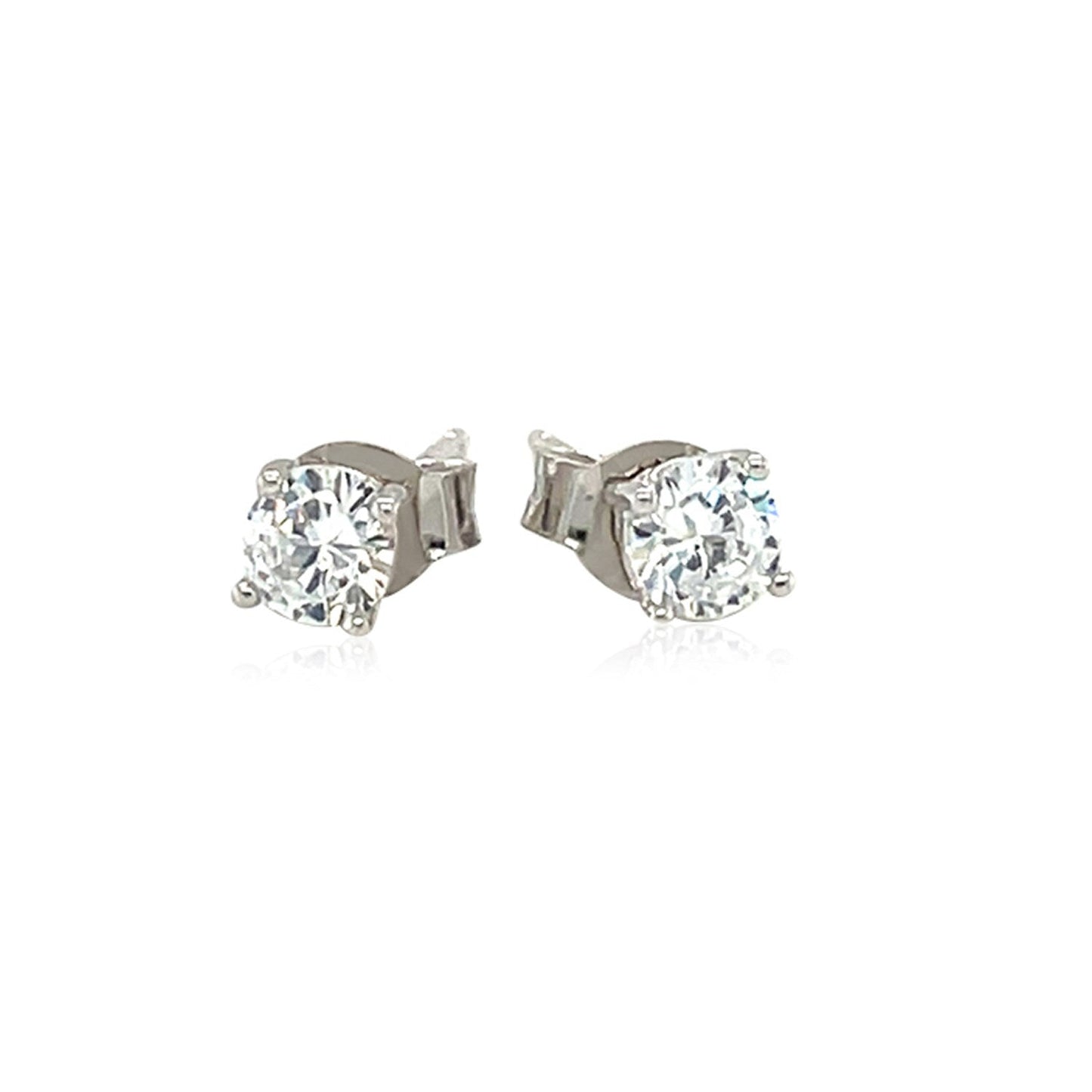 Sterling Silver 4mm Faceted White Cubic Zirconia Stud Earrings Bids.com
