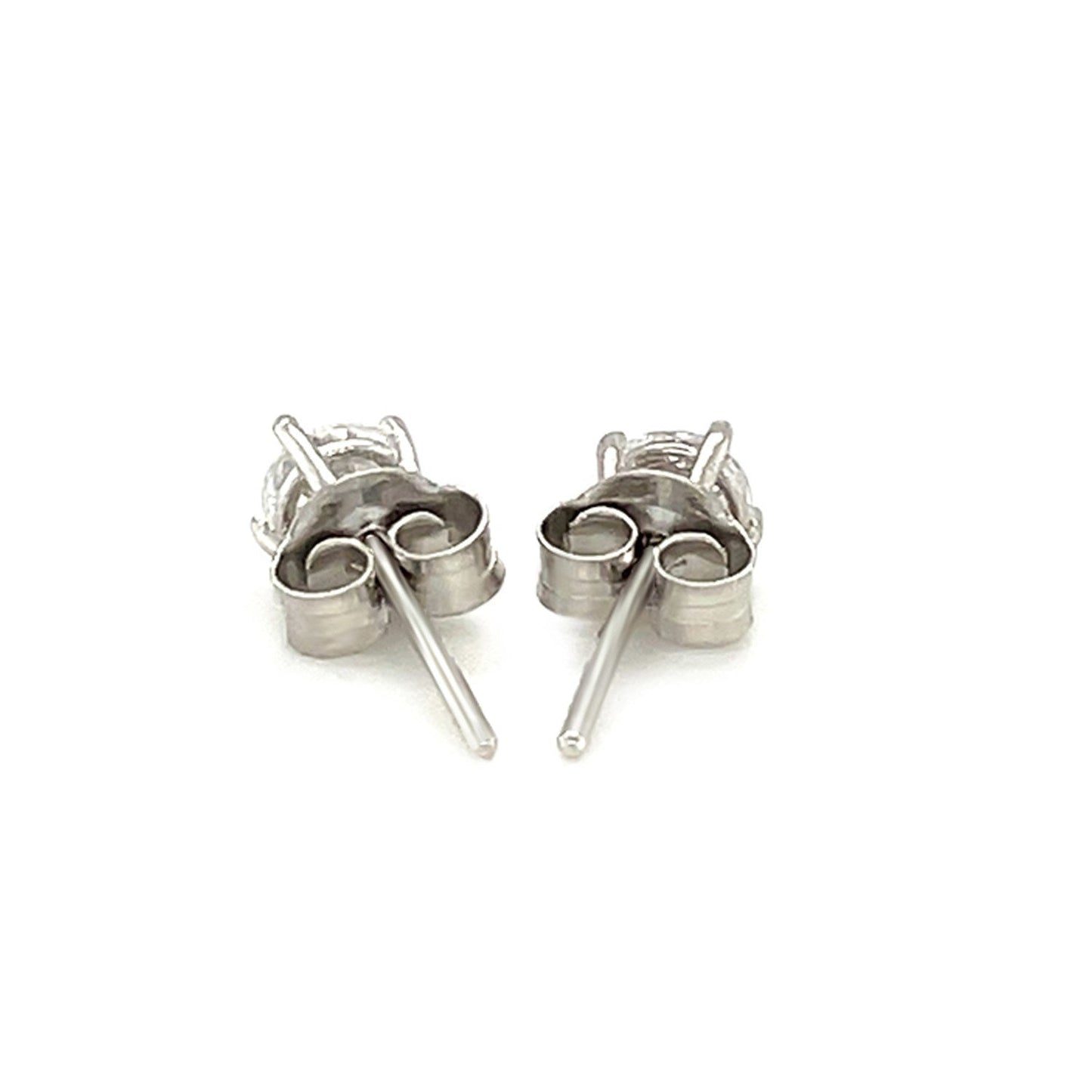 Sterling Silver 4mm Faceted White Cubic Zirconia Stud Earrings Bids.com