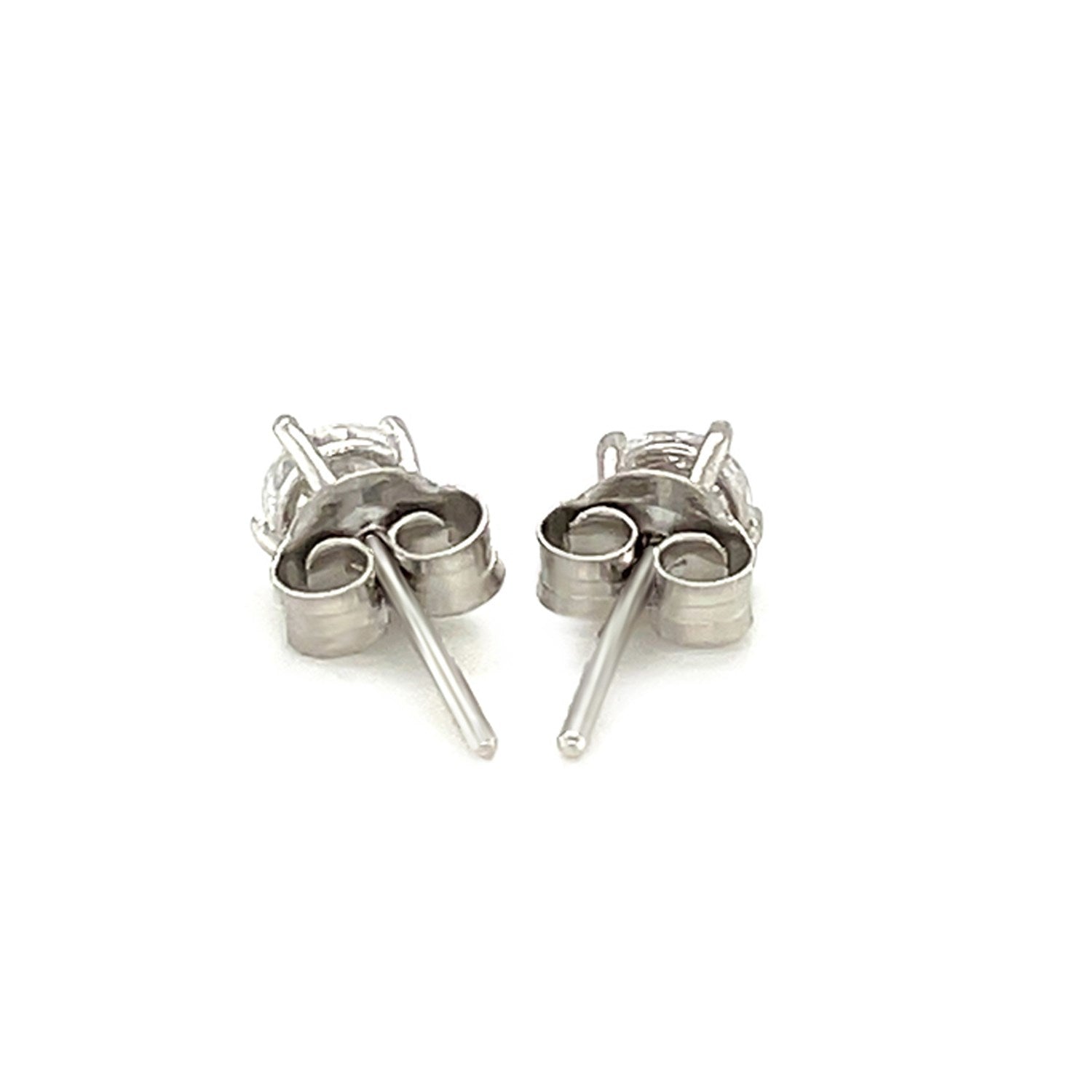 Sterling Silver 4mm Faceted White Cubic Zirconia Stud Earrings Bids.com