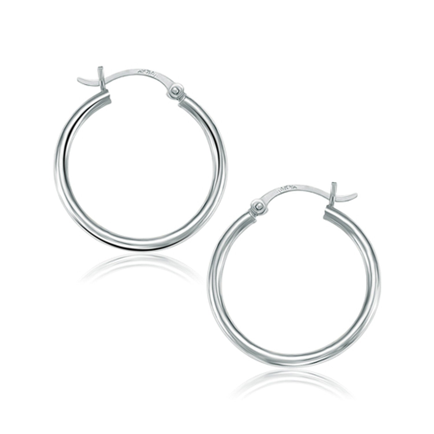 14k White Gold Polished Hoop Earrings (25 mm) Bids.com
