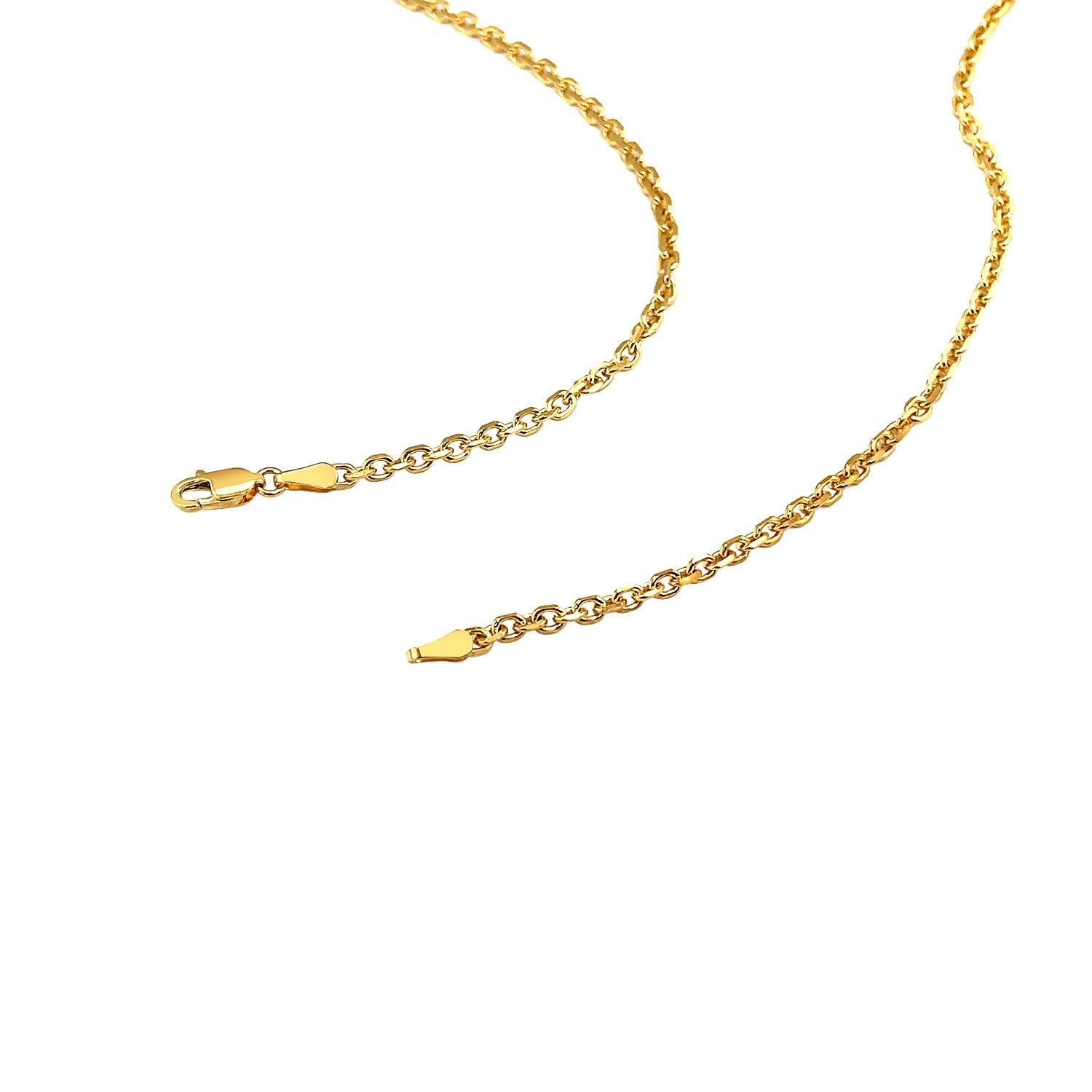 2.6mm 14k Yellow Gold Diamond Cut Cable Link Chain Bids.com