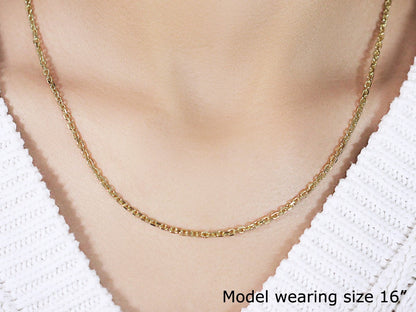 2.6mm 14k Yellow Gold Diamond Cut Cable Link Chain Bids.com
