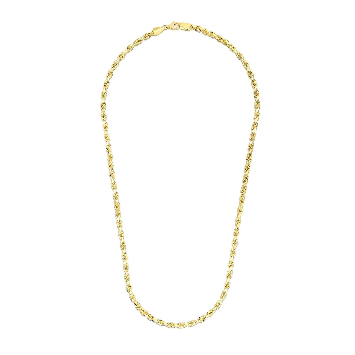 3.5mm 14k Yellow Gold Solid Diamond Cut Rope Chain Bids.com