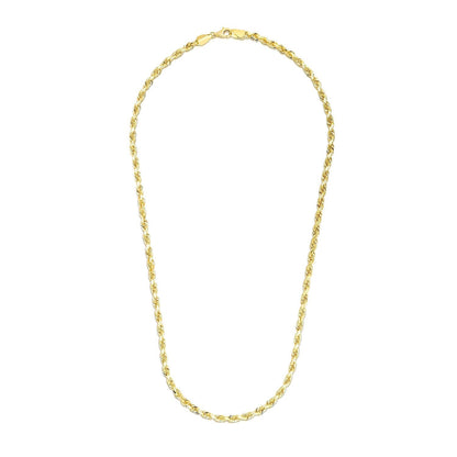 3.5mm 14k Yellow Gold Solid Diamond Cut Rope Chain Bids.com