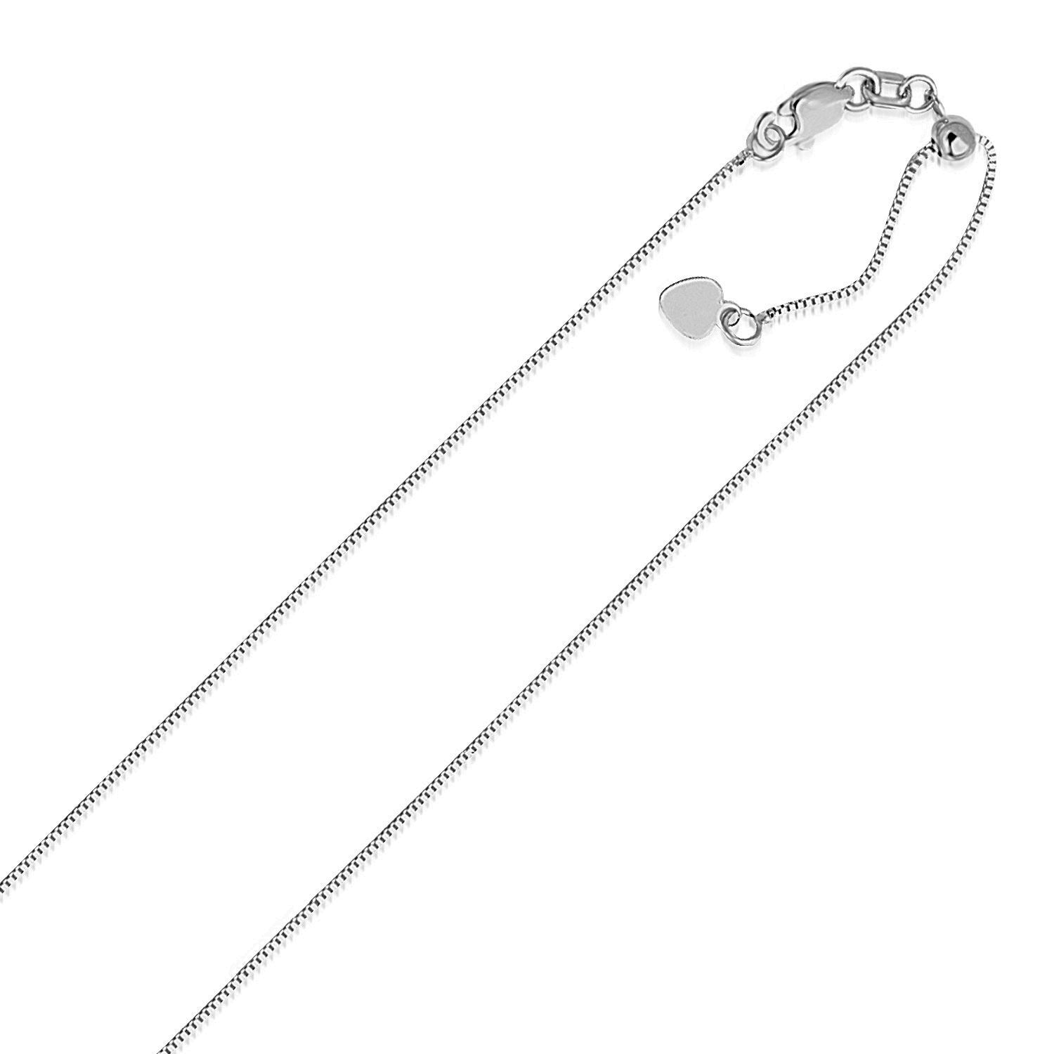 14k White Gold Adjustable Box Chain 0.7mm Bids.com