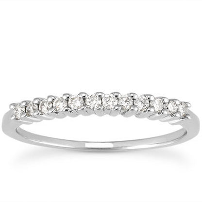 14k White Gold Raised Shared Prong Diamond Wedding Ring Band Bids.com