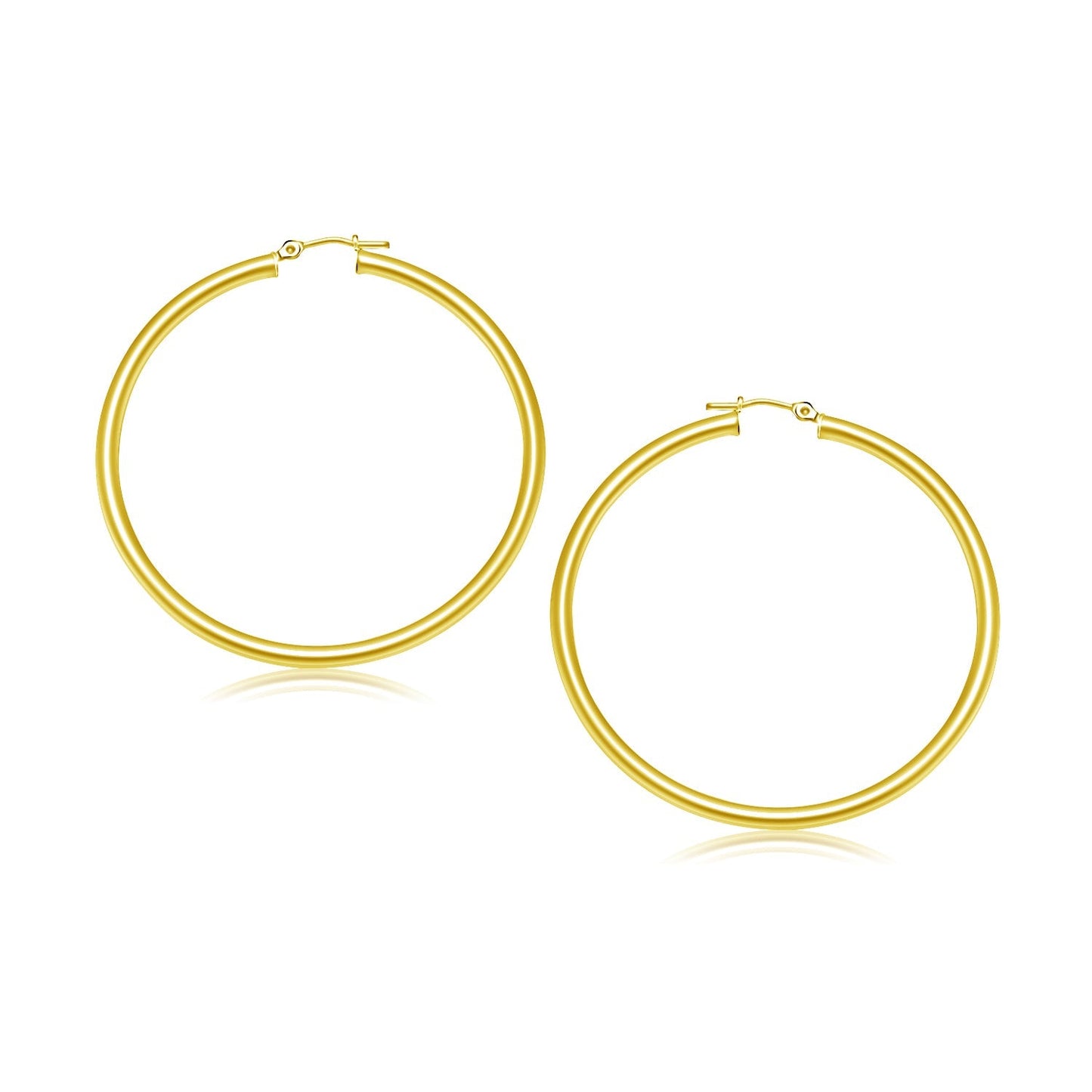 14k Yellow Gold Polished Hoop Earrings (3x30mm) Bids.com