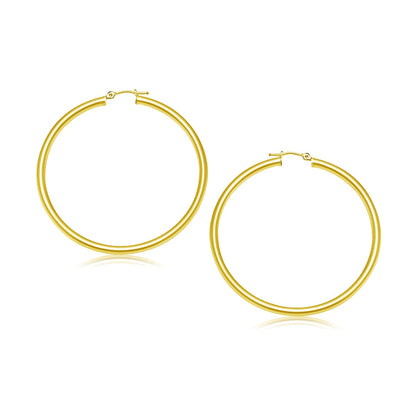14k Yellow Gold Polished Hoop Earrings (3x30mm) Bids.com