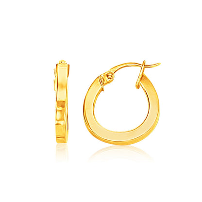 14k Yellow Gold Flat Side Small Hoop Earrings Bids.com