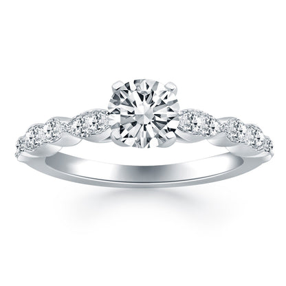14k White Gold Fancy Shaped Diamond Engagement Ring Bids.com