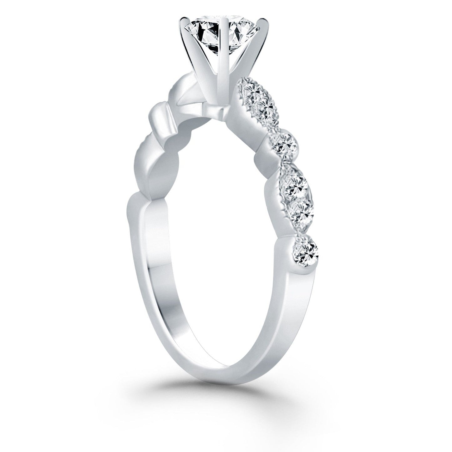 14k White Gold Fancy Shaped Diamond Engagement Ring Bids.com