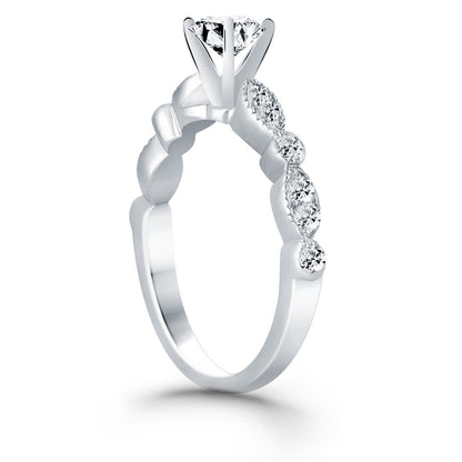 14k White Gold Fancy Shaped Diamond Engagement Ring Bids.com