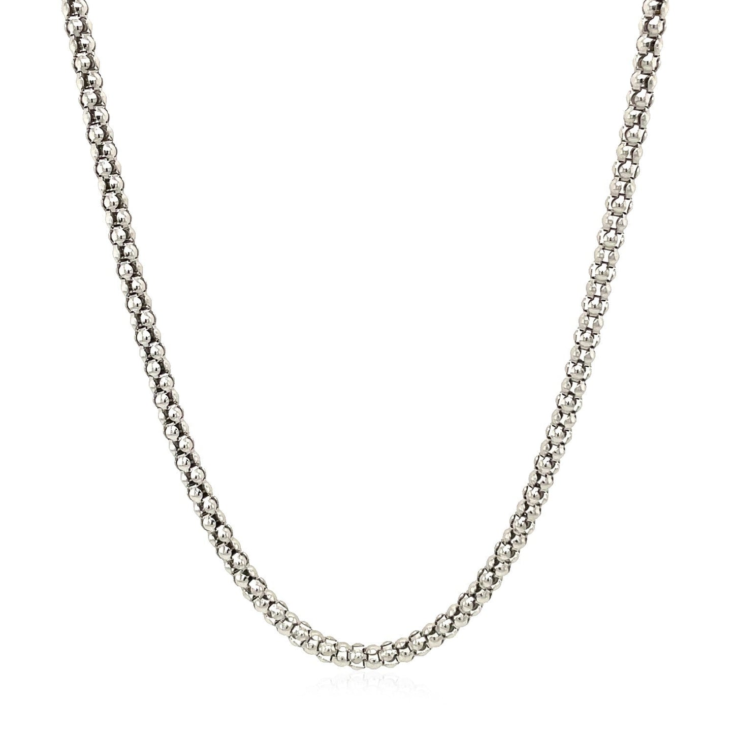 Rhodium Plated 2.5mm Sterling Silver Popcorn Style Chain Bids.com