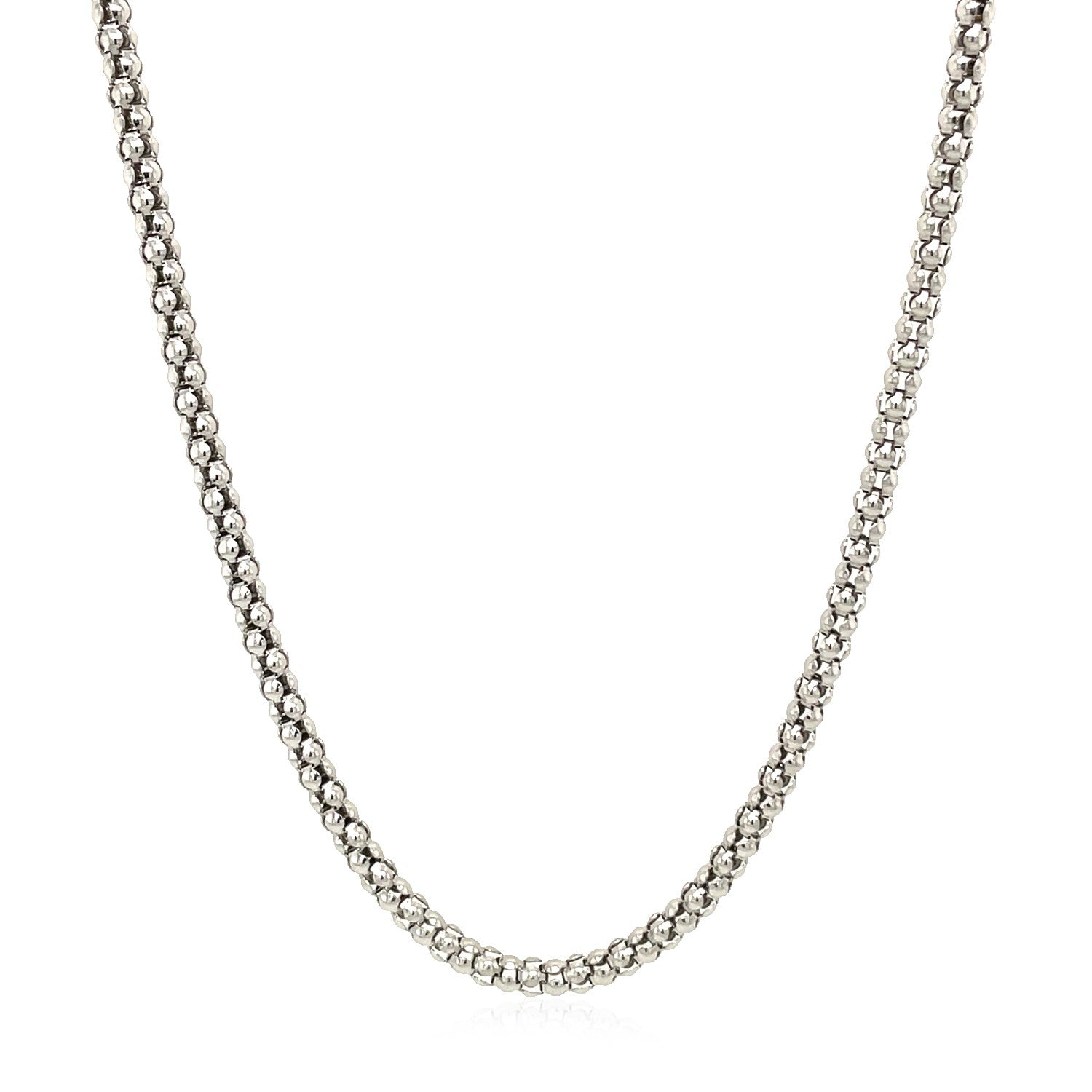 Rhodium Plated 2.5mm Sterling Silver Popcorn Style Chain Bids.com