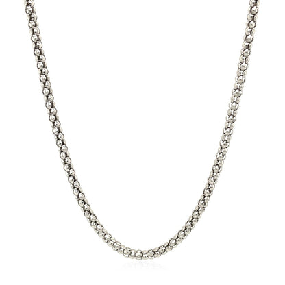 Rhodium Plated 2.5mm Sterling Silver Popcorn Style Chain Bids.com