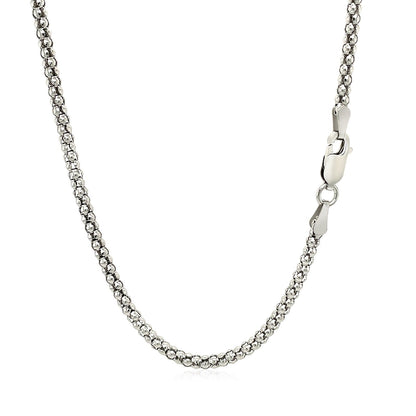 Rhodium Plated 2.5mm Sterling Silver Popcorn Style Chain Bids.com