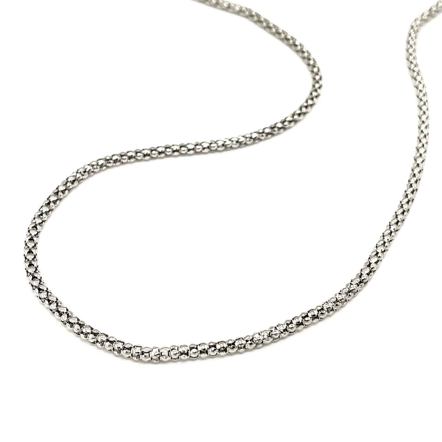 Rhodium Plated 2.5mm Sterling Silver Popcorn Style Chain Bids.com