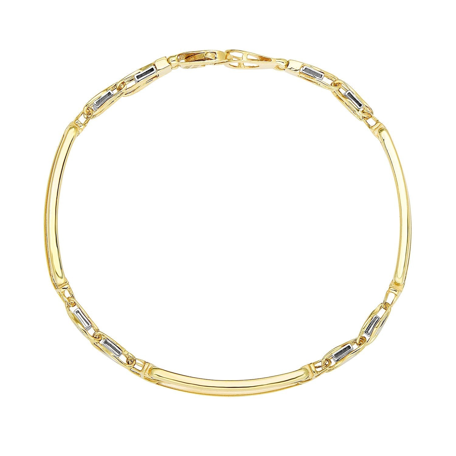 14k Two-Tone Gold Fancy Bar Style Men's Bracelet with Curved Connectors Bids.com