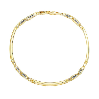 14k Two-Tone Gold Fancy Bar Style Men's Bracelet with Curved Connectors Bids.com