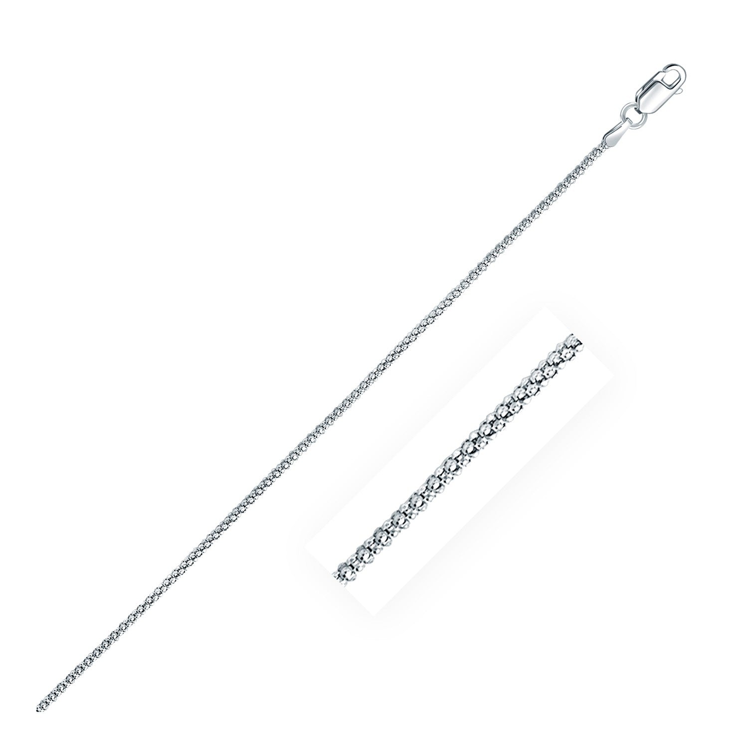 Rhodium Plated 1.8mm Sterling Silver Popcorn Style Chain Bids.com