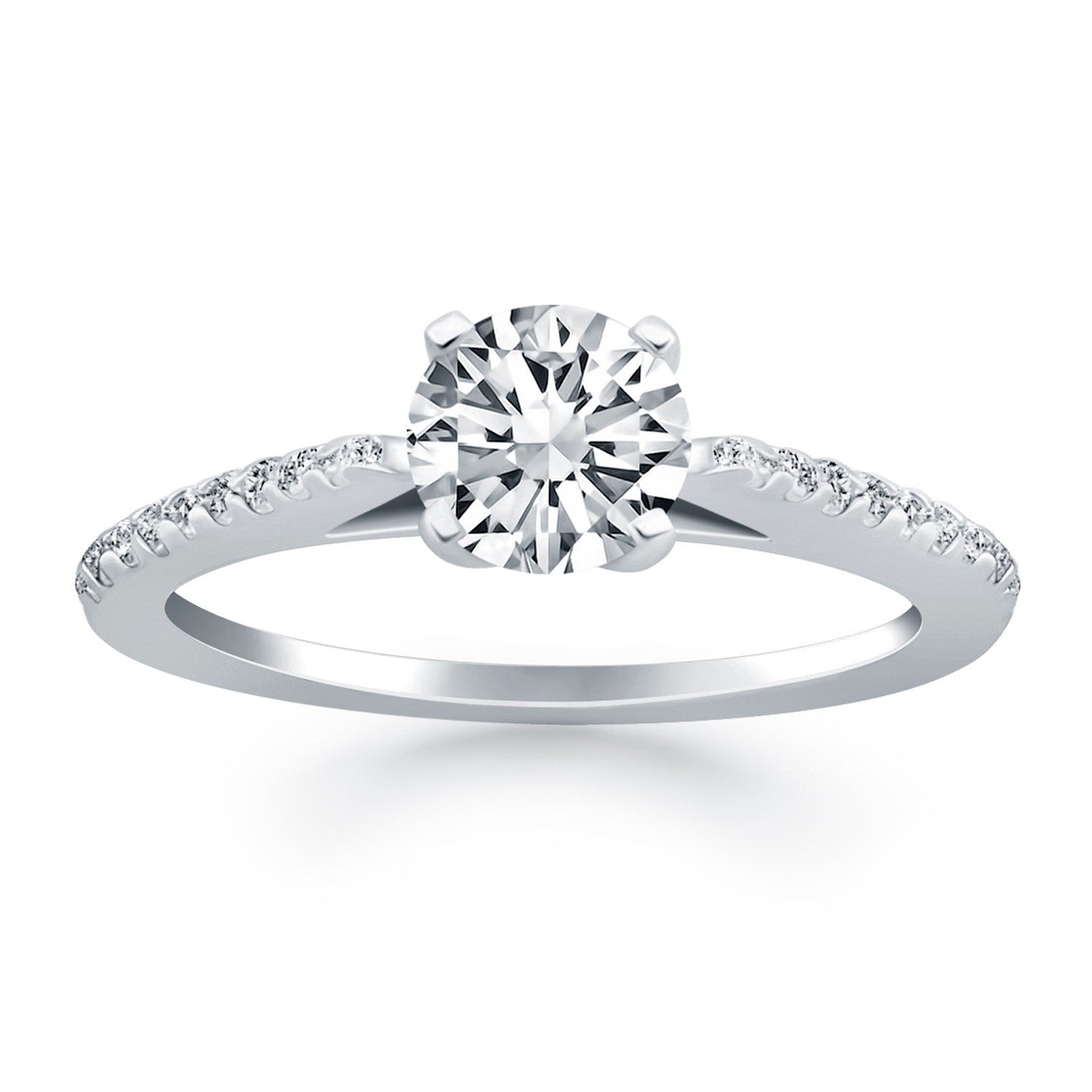 14k White Gold Micro Prong Diamond Cathedral Engagement Ring Bids.com