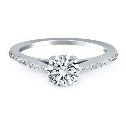 14k White Gold Micro Prong Diamond Cathedral Engagement Ring Bids.com