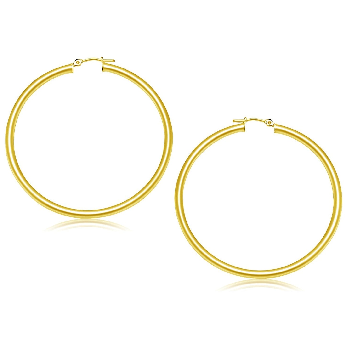 14k Yellow Gold Polished Hoop Earrings (50 mm) Bids.com
