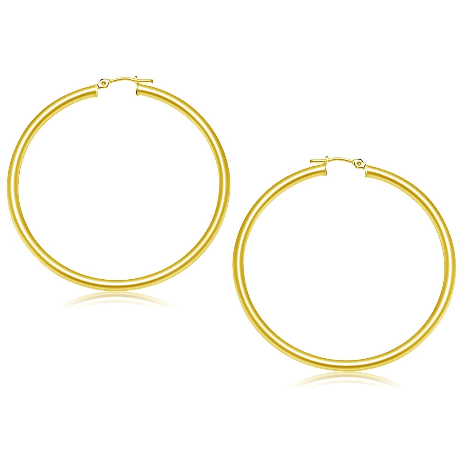 14k Yellow Gold Polished Hoop Earrings (50 mm) Bids.com