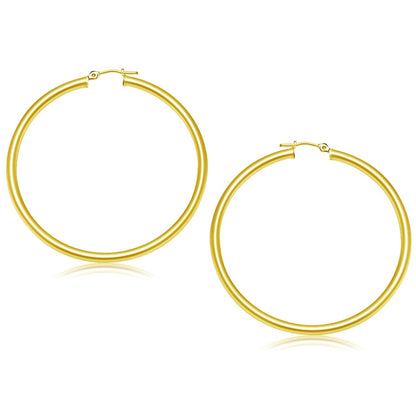 14k Yellow Gold Polished Hoop Earrings (50 mm) Bids.com