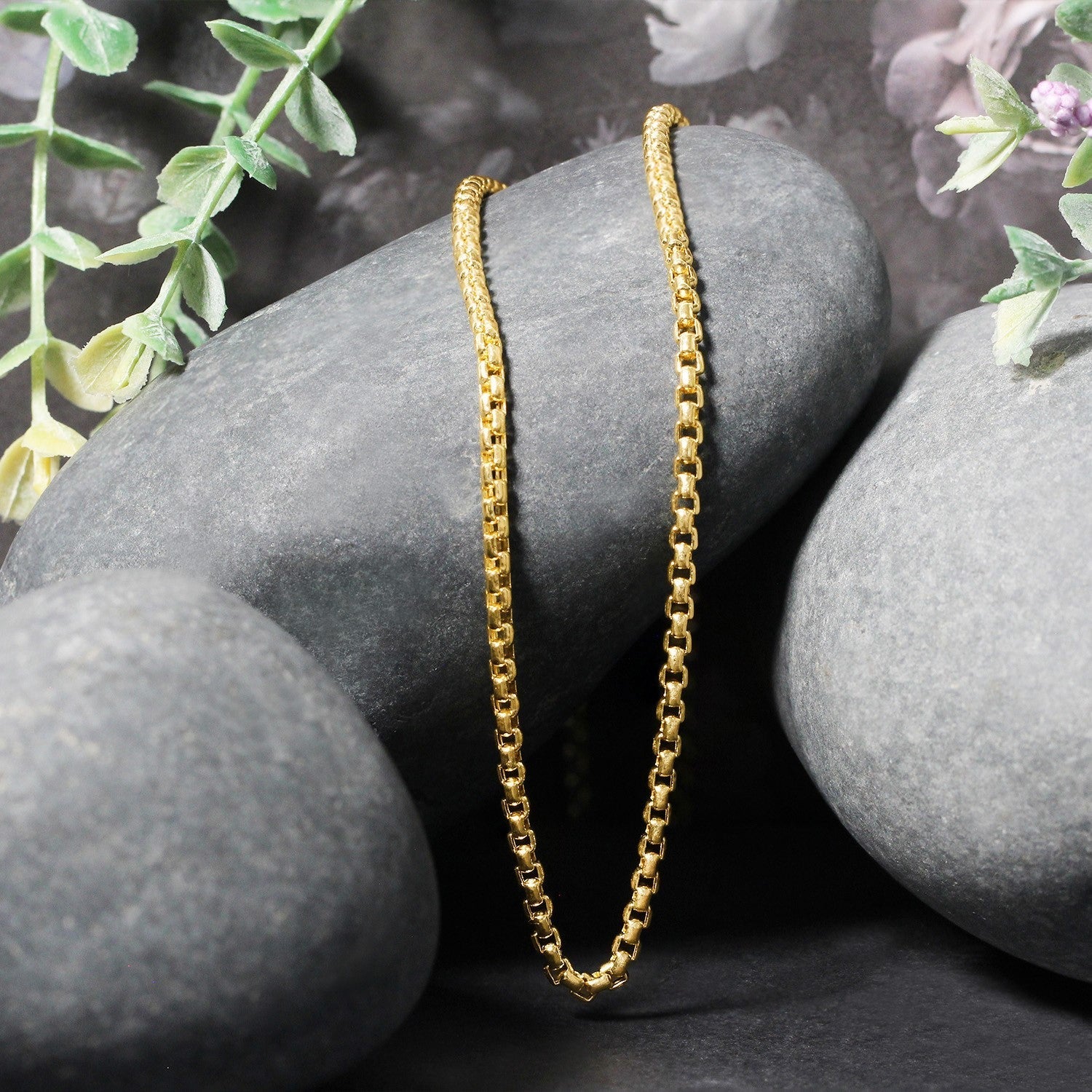 2.4mm 14k Yellow Gold Round Box Chain Bids.com