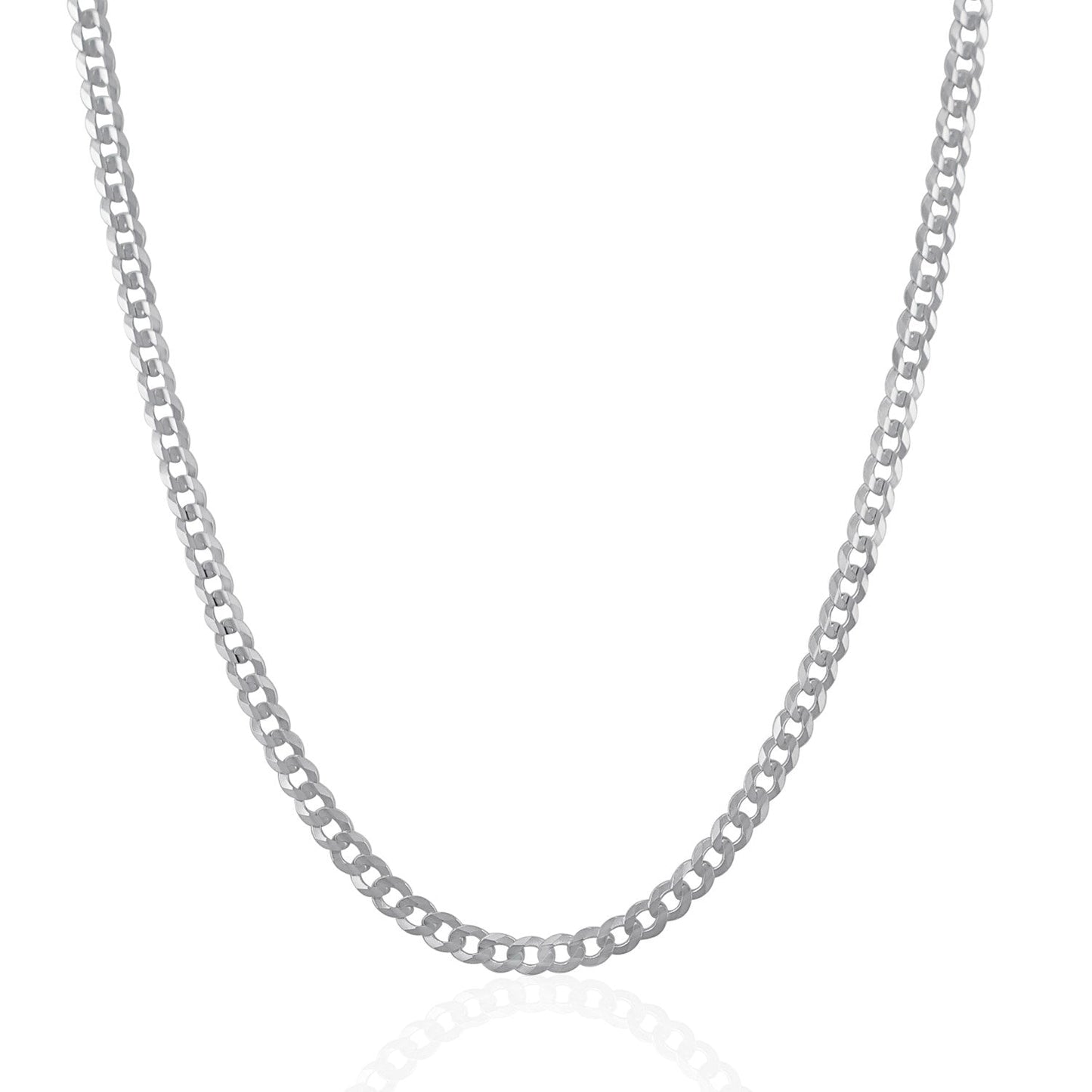3.6mm 14k White Gold Solid Curb Chain Bids.com