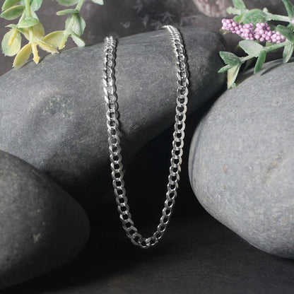 3.6mm 14k White Gold Solid Curb Chain Bids.com