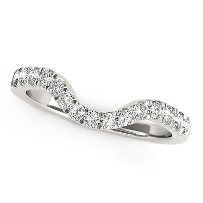 14k White Gold Curved Style Wedding Ring with Diamonds (1/3 cttw) Bids.com