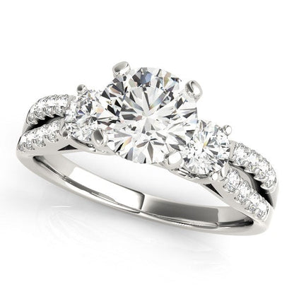 14k White Gold Split Shank 3 Stone Round Diamond Engagement Ring (2 cttw) Bids.com