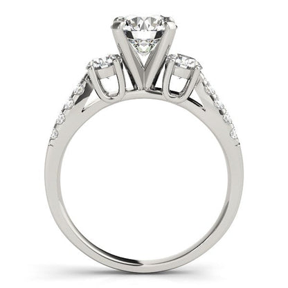 14k White Gold Split Shank 3 Stone Round Diamond Engagement Ring (2 cttw) Bids.com