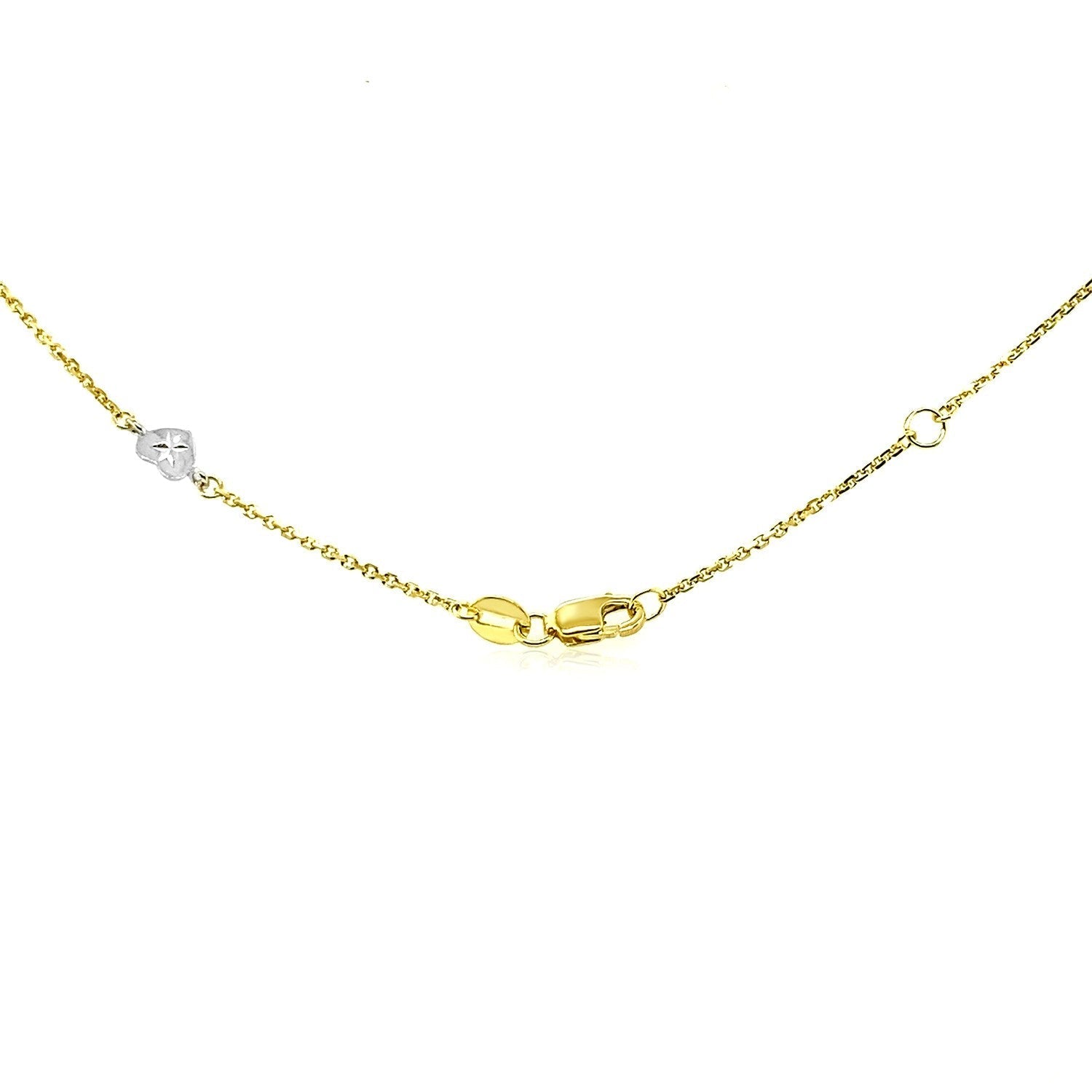 14k Two Tone Gold Anklet with Diamond Cut Heart Style Stations Bids.com
