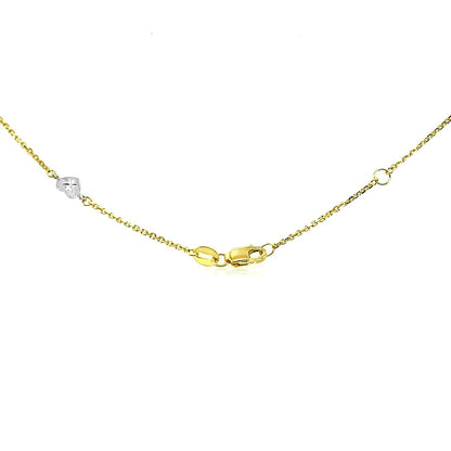 14k Two Tone Gold Anklet with Diamond Cut Heart Style Stations Bids.com