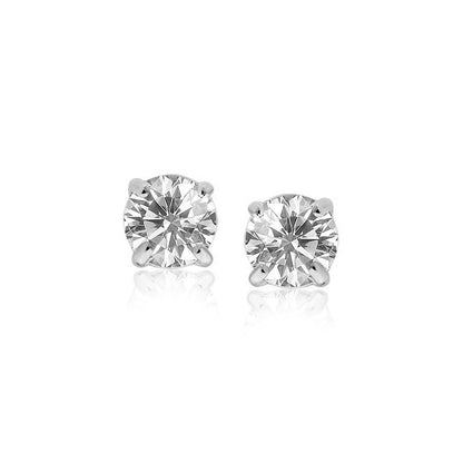 Sterling Silver Stud Earrings with White Hue Faceted Cubic Zirconia Bids.com
